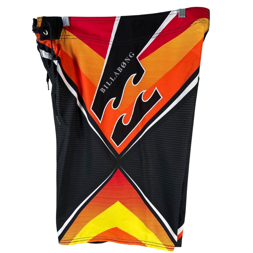 Billabong Andy Irons Board Shorts Men 32 Black Red Orange Platinum X PX3 Stretch